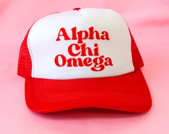 Alpha Chi Omega Traveler Sorority Trucker Hat //  Sorority / Greek / Big/Little / Recruitment / Sorority Gift