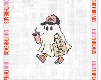 Too Cool to Spook Ghost Needlepoint Canvas