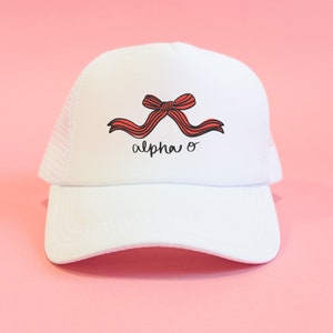 Alpha Omicron Pi Sorority Coquette Trucker Hat //  Sorority / Greek / Big/Little / Recruitment / Sorority Gift