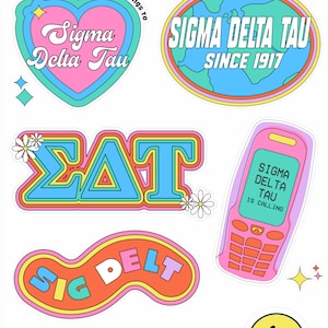 Sigma Delta Tau Sorority Y2K Sticker Sheet / Sorority Gift / Dorm Room Decor / Big Little / Bid Day