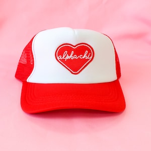 Alpha Chi Omega Whole Lotta Love Sorority Trucker Hat //  Sorority / Greek / Big/Little / Recruitment / Sorority Gift
