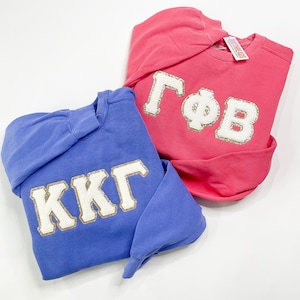 Chenille Embroidered Sorority Sweatshirt // Sorority / Greek / Sorority Gift / Alumna Gift / Recruitment