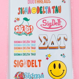 Sigma Delta Tau Sorority Rainbow Sticker Sheet / Sorority Gift / Dorm Room Decor / Big Little / Bid Day