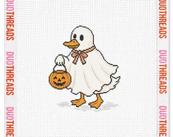 Trick-or-Treat Ghost Duck Needlepoint Canvas