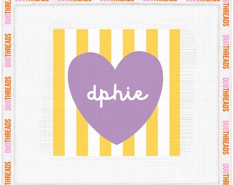 Delta Phi Epsilon Sorority Heart Needlepoint Canvas