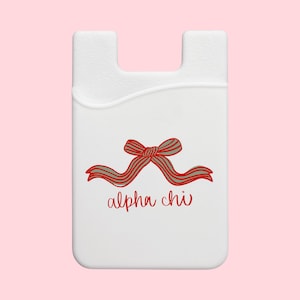 Cartera para teléfono con lazo coqueto de la hermandad Alpha Chi Omega