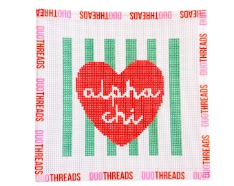 Alpha Chi Omega Sorority Heart Needlepoint Canvas