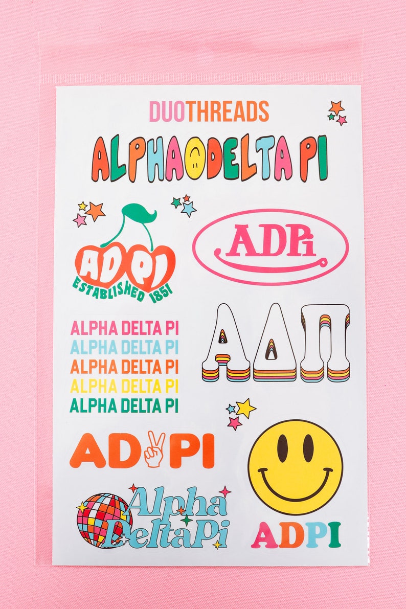 Alpha Delta Pi Sorority Rainbow Sticker Sheet / Sorority Gift / Dorm ...