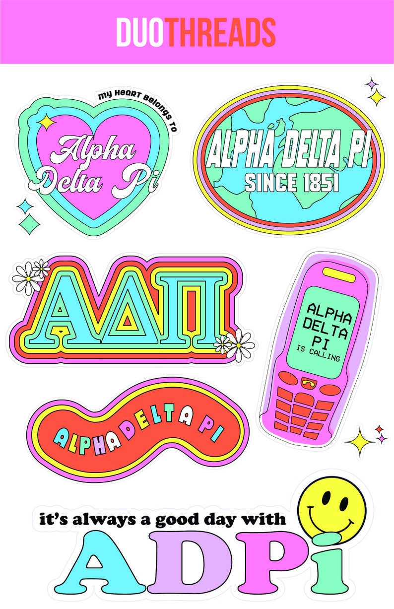 Alpha Delta Pi Sorority Y2K Sticker Sheet / Sorority Gift / Dorm Room ...