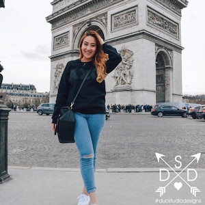 Black on Black Sorority Embroidered Crewneck