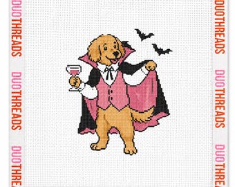 Count Barkula Vampire Dog Needlepoint Canvas