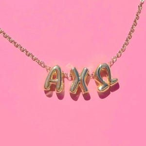 Alpha Chi Omega Sorority Bubble Letter Necklace