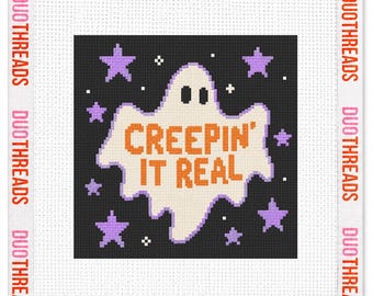 Creepin’ It Real Ghost Needlepoint Canvas