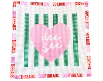 Delta Zeta Sorority Heart Needlepoint Canvas