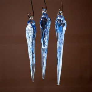 handmade glass icicle ornament. Winter glass ornament, icicle ornament, gift for friend,  gift for glass lover