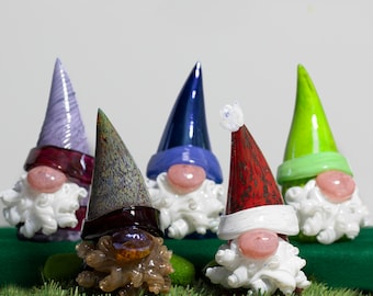 glass gnome, gnome decor, garden gnome figurine, gnome for house, gift for gnome lover, gift for gardener, whimsical desk decor