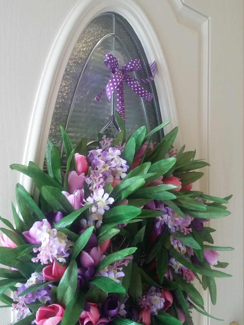 Spring Tulip and Lavender Wreath Spring Tulip DecorMini Tulip Wreath Purple Tulip Wreath Mini Tulip and Lavender Wreath Lavender Wreath