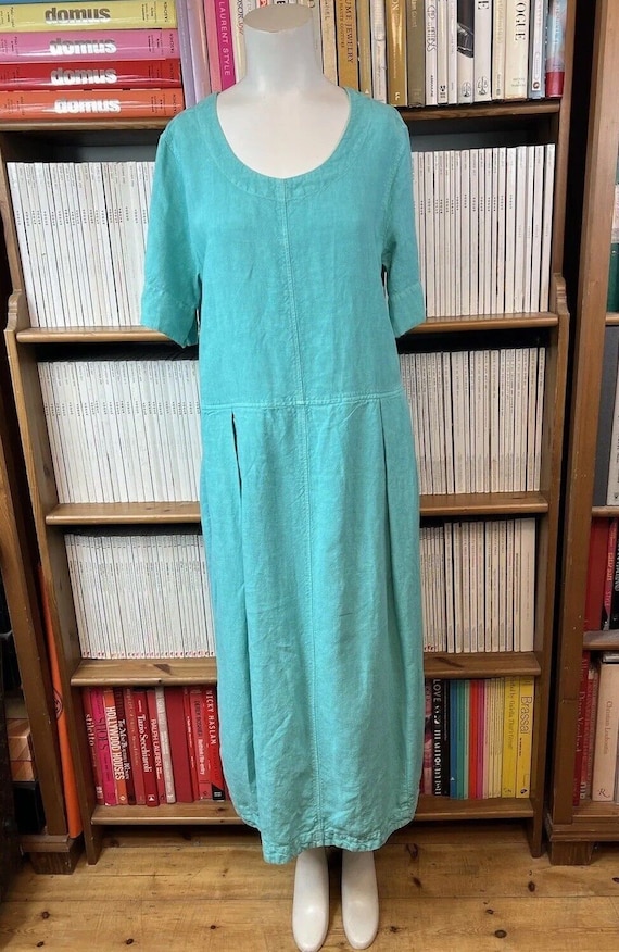 Oska Womens Dress Size 10 1 US 6 Pure Linen Maxi Long Lagenlook Summer Aqua Blue Etsy