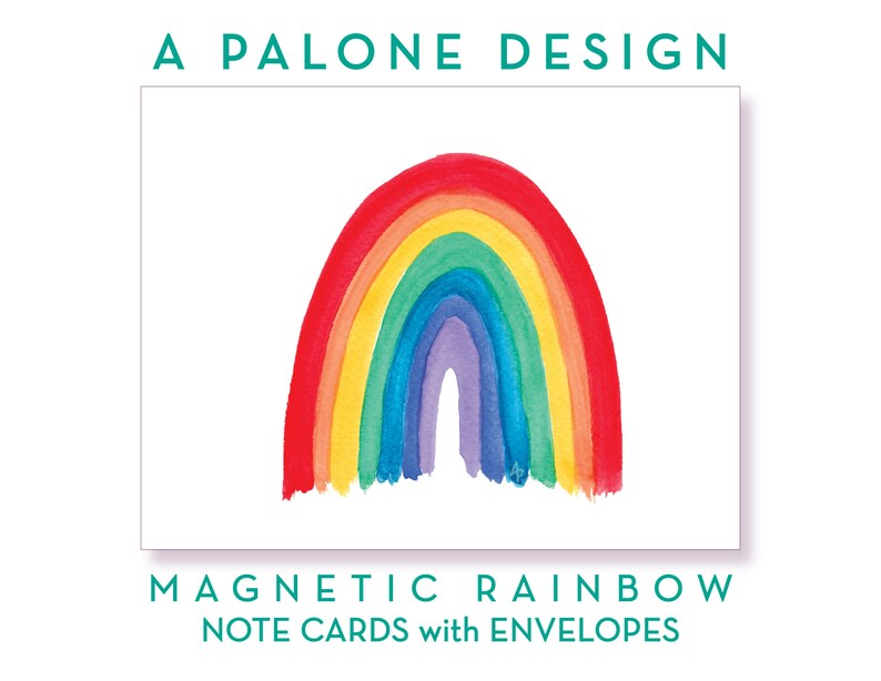 Magnetic Rainbow 1 10 Folded Note Cards with Envelopes image 1