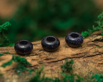 Set of 5 Natural Blue Sand Stone Donut Dread Beads, 6.2mm Hole Size. Jewellery Making