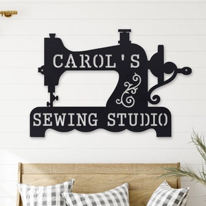 Personalized Metal Sewing Machine Sign Personalized Gifts Wall Art Wall Decor Metal Wall Art Sewing Machine Sign Custom Gift image 1