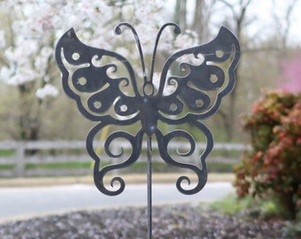 Ships in 2 Days | Metal Butterfly Garden Stake - Steel Gardening Decor - Yard Art Marker - Spring and Summer Decor - Butterfly Art