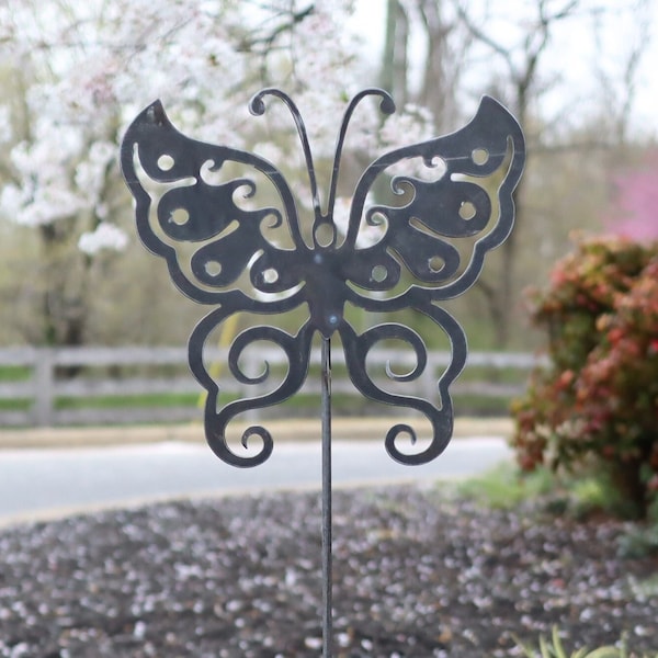 Ships in 2 Days | Metal Butterfly Garden Stake - Steel Gardening Decor - Yard Art Marker - Spring and Summer Decor - Butterfly Art