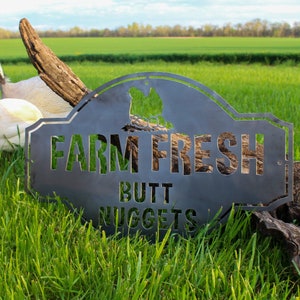 Farm Fresh Butt Nuggets - Custom Metal Farm Sign - Funny Chicken Coop Metal Sign - Cute Homestead Decor - Farmhouse Wall Art - Wall Art