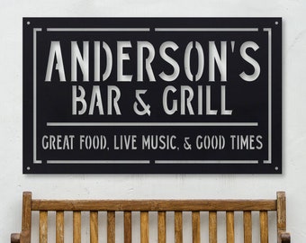 Personalized Metal Family Bar and Grill Sign - Personalized Decor - Wall Art - Personalized Gifts - Custom Metal Art - Home Gifts - Gifts