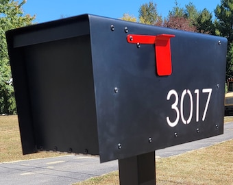 Large Steel Mailbox - Personalized House Number - Waterproof - Metal Address Mail Box  - Letter Box Post