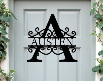 Custom Metal Family Name Sign - Monogram Wall Decor - Personalized Steel Initial Sign - Wedding Gift