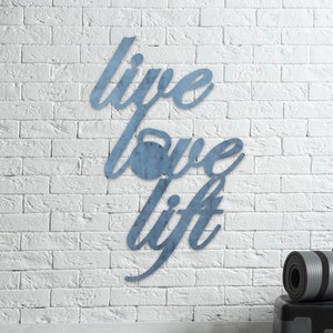 Live, Love, Lift Wall Art - Weight Lifting Home Gym Sign - Workout Decor - Kettle Bell Gym Decor - Gifts for Her - Gifts - Wall Decor