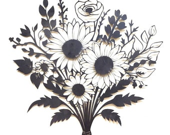 Handgefertigter Blumenstrauß aus Metall – Hochzeitsdekoration – individuelles Metallschild – Einweihungsgeschenk – Jahrestag – Abschlussgeschenk – Muttertag