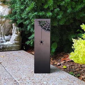 Spider Web Garden Column - Halloween Home Decor - Furniture and Decor - Handmade Metal - Wall Sculpture - Spooky Season