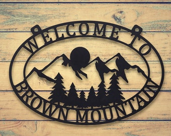 Custom Metal Mountain Sunrise Sign - Outdoor Hanging Sign - Personalized Mountain Home Decor - Cabin Decor - Personalized Gifts - Cabin Wall