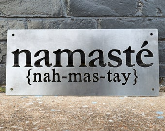 Namaste Metal Sign – Inspirational Yoga Decor