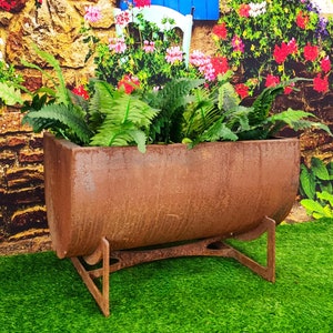Trough Planter Round - Planter Box - Steel Planter - Stand Included - Outdoor Planters - Large Planter - Raised Garden Bed