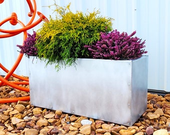 Galvanized Metal Trough Planter - Zinc Coated Planter Box - Outdoor Planter - Large Planter - Cute Planter - Succulent Planter