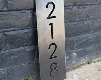 Metal House Address Sign - Vertical Home Address - Custom House Numbers - Modern Address Sign - House Number Sign - Galvanized Metal Numbers