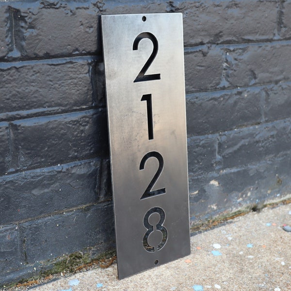 Metal House Address Sign - Vertical Home Address - Custom House Numbers - Modern Address Sign - House Number Sign - Galvanized Metal Numbers