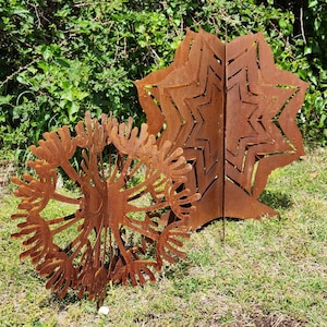 Decoración de jardín con amaryllis - Mes de la flor del nacimiento - Escultura de metal para jardín - Diente de león