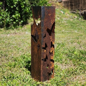 Butterfly Garden Column - Garden Decor - Garden Statue - Well Cover - Landscape Light Cover - Utility Cover