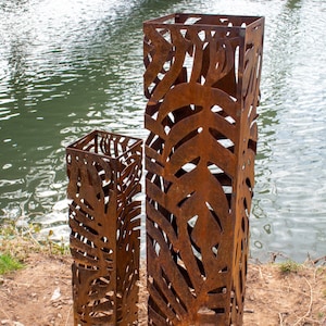 Monstera Leaf Garden Columns - Jungle Garden - Garden Decor - Garden Statue - Well Cover - Furniture and Decor - Yard Art