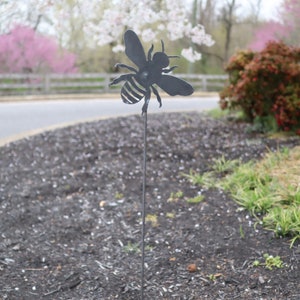 Ships in 2 Days |Metal Bee Garden Stake - Steel Gardening Decor - Bumble Bee Yard Art Marker - Free Shipping