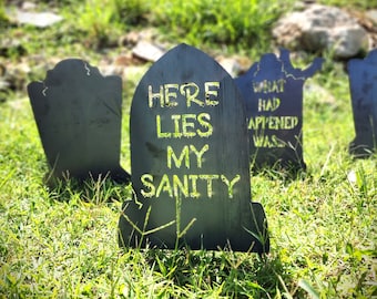 Personalized Halloween Tombstone Stake - Metal RIP Graveyard Sign - Steel Spooky Yard Decor