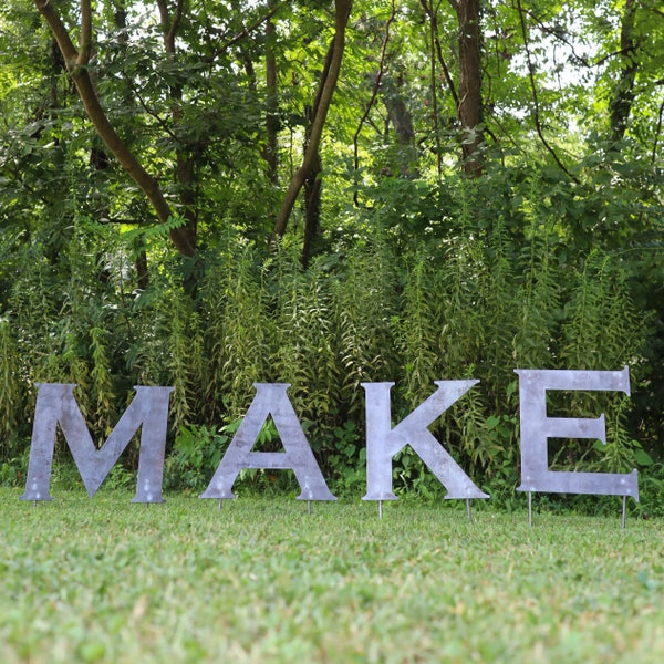 Raw Metal Letters Lawn Decor - Family Name Planter Garden Stake - Wedding Welcome Yard Art Marker - Outdoor Decor - Party Decor - Free Ship