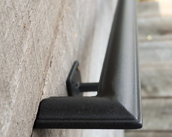 Metal Handrail with Square Returns - ADA Compliant Return Wall Mount Grab Rail - Victorian Stair Rail