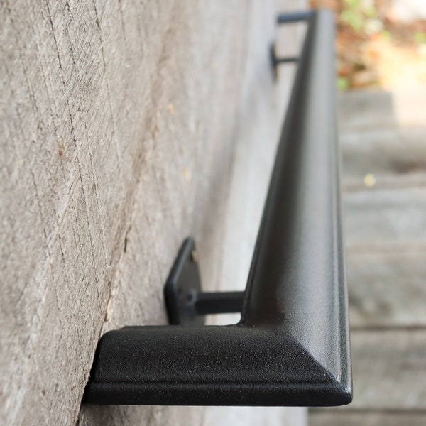 Custom Length Metal Handrail with Square Returns - ADA Compliant Return Wall Mount Grab Rail - Victorian Stair Rail