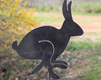 Ships in 2 Days | Metal Bunny Garden Stake - Steel Gardening Decor - Rabbit Yard Art Marker - Free Shipping