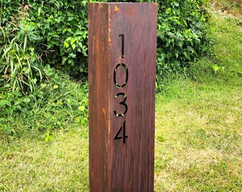 Personalized Address Garden Column - Outdoor Garden Decor - Garden Sculpture - Garden Statue - Garden Art - House Numbers - Well Cover